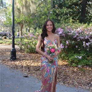 Ashley Lauren 11822 Sequin Multicolor Gown